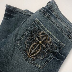 Cache Embroidered Blue Women's Jeans, Size: 6. CB3